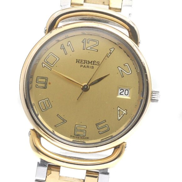 HERMES Pullman Date gold Dial Quartz Boy's Watch_868401 - Picture 1 of 6
